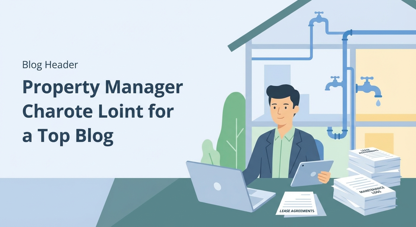 Property manager reviewing maintenance documents and lease agreements