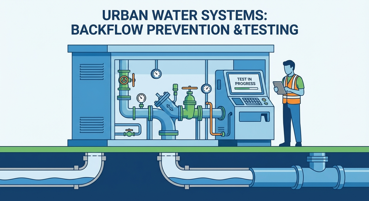 Water utility infrastructure for backflow testing,