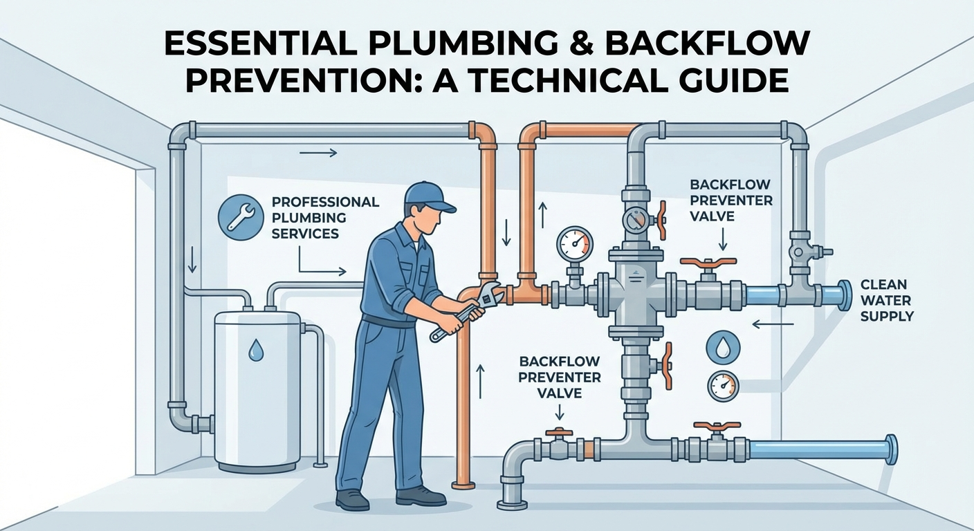 Plumber working on water pipes and valves