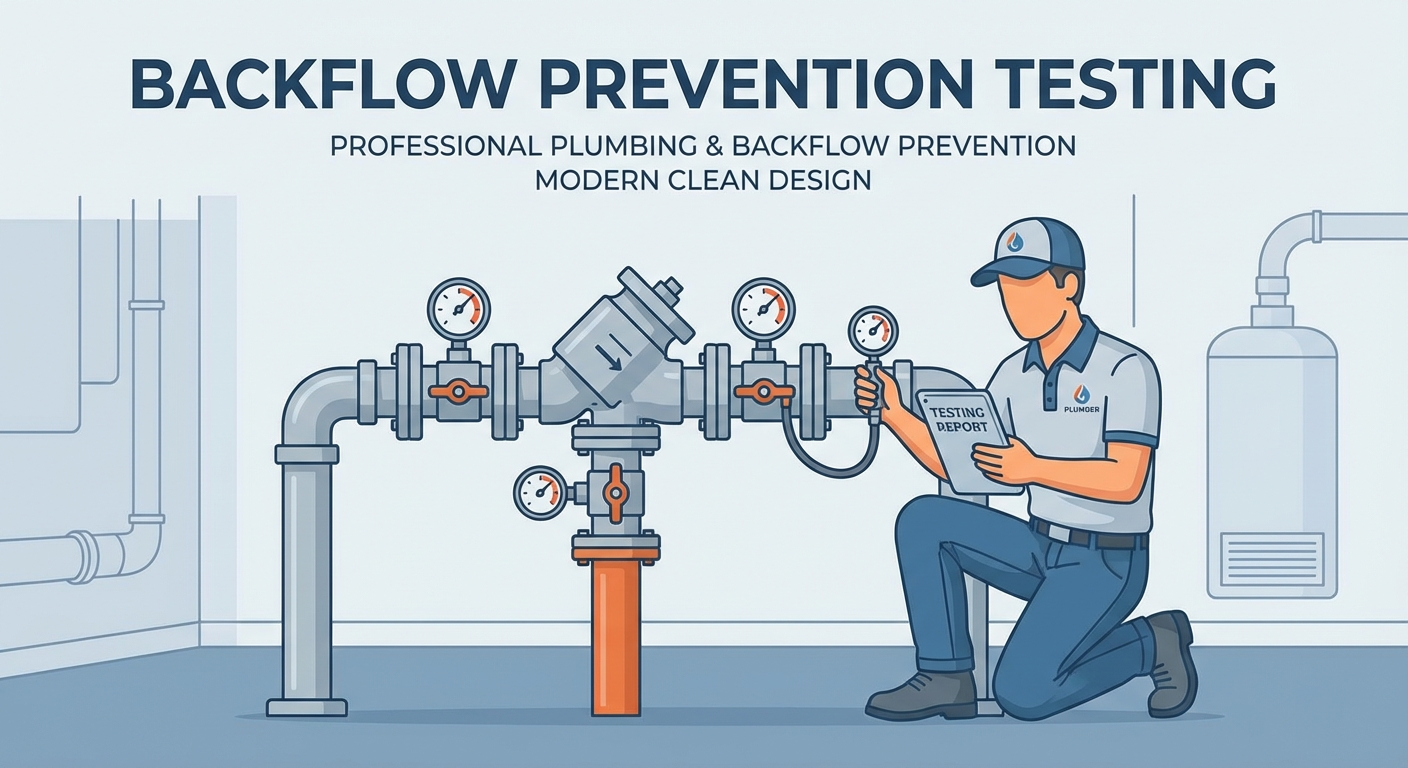 Plumber working on backflow prevention device testing