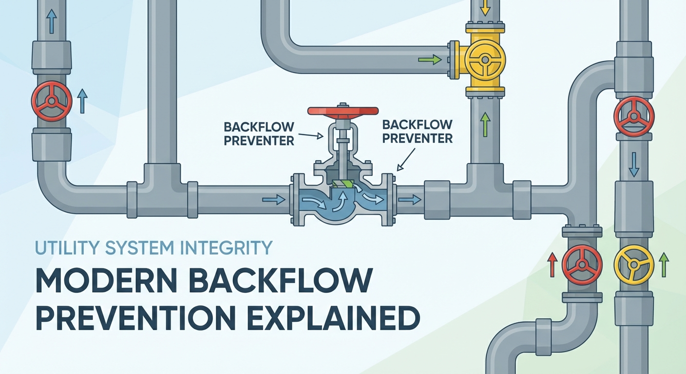 Water pipes and industrial valves in a utility system