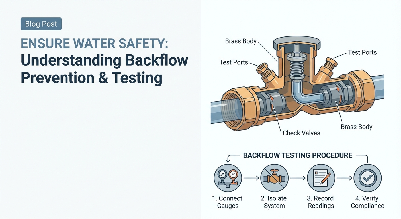 Backflow preventer device with brass body and test ports