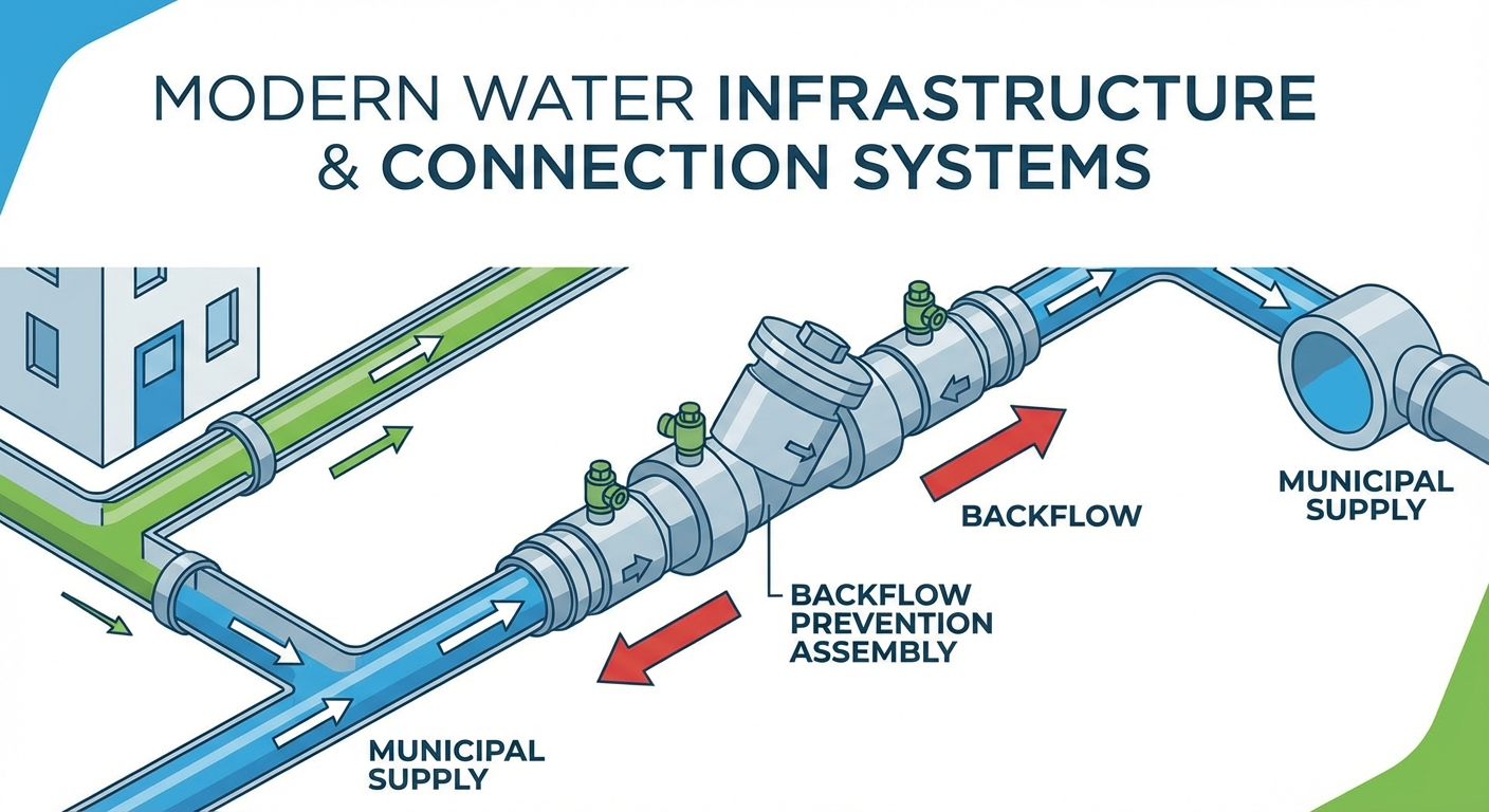 Water pipe infrastructure and connection systems