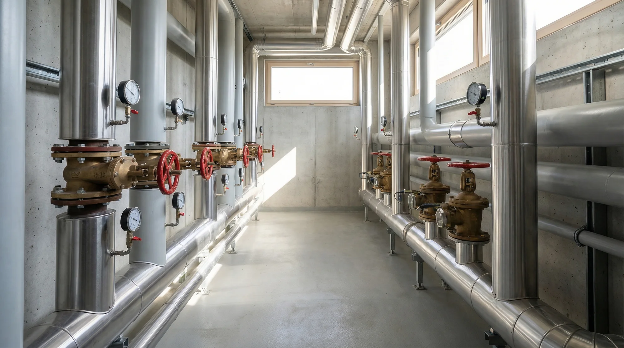 Water infrastructure pipes and valves in a utility setting